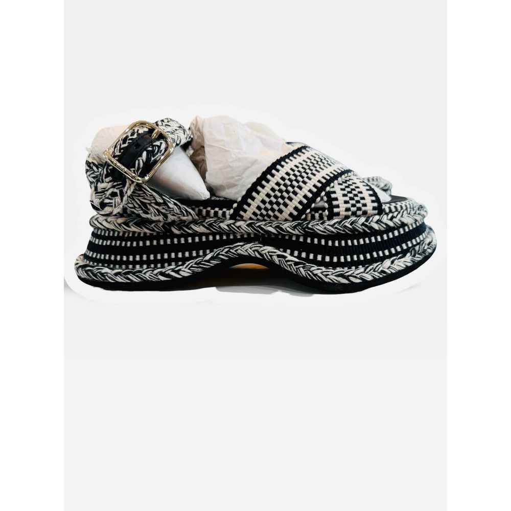 Chloé Meril Platform Sandals Womens 6 EU 36 Black White Woven NIB retails $840 - Picture 2 of 13